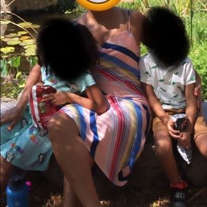 Lucy Paris multicolor slip midi dress